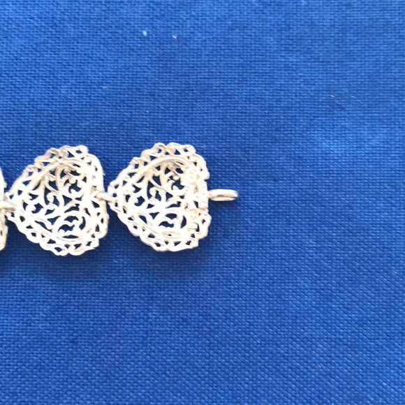 Bolivian Signed SA 925 Vintage Sterling Silver Heart Bracelet - Picture 7 of 12